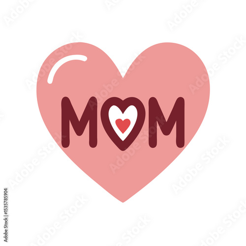 A Sweet Mother's Day Heart with a Loving Message for Mom colorful vector icon