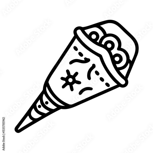Delicious and Beautifully Decorated Ice Cream Cone Ready to be Eaten colorful vector icon