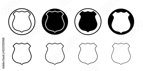 Police badge icon Thin line illustration set vector