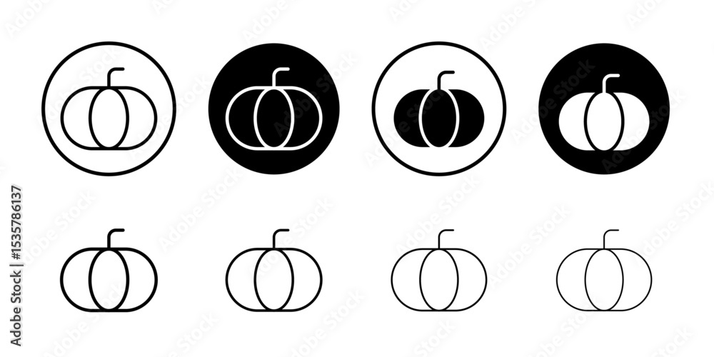 Fototapeta premium Pumpkin icon Thin line illustration set vector