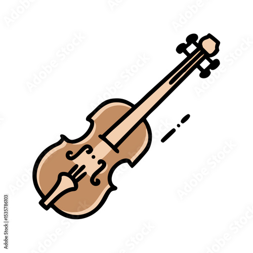 Isolated vector illustration of a stylized violin musical instrument with fine details colorful vector icon