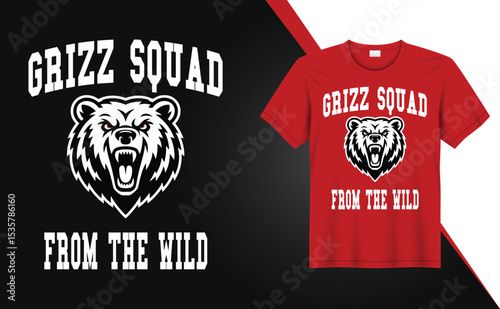 Wild Bear Graphic T-shirt with Bold Typography and Mascot Logo Design for Streetwear Style
