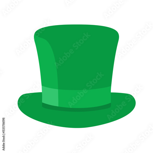 Green St. Patrick's Day top hat cartoon illustration on a transparent background colorful vector icon