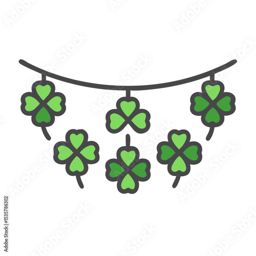 Festive St Patrick's Day Shamrock Garland Decoration for Irish Celebrations colorful vector icon