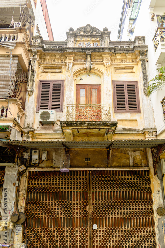 Naklejka premium View on a balcony in the old city of Hanoi