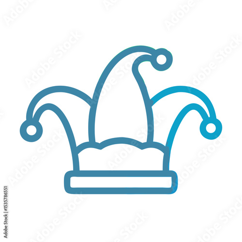 Minimalist illustration of a court jester hat, perfect for royalty theme colorful vector icon