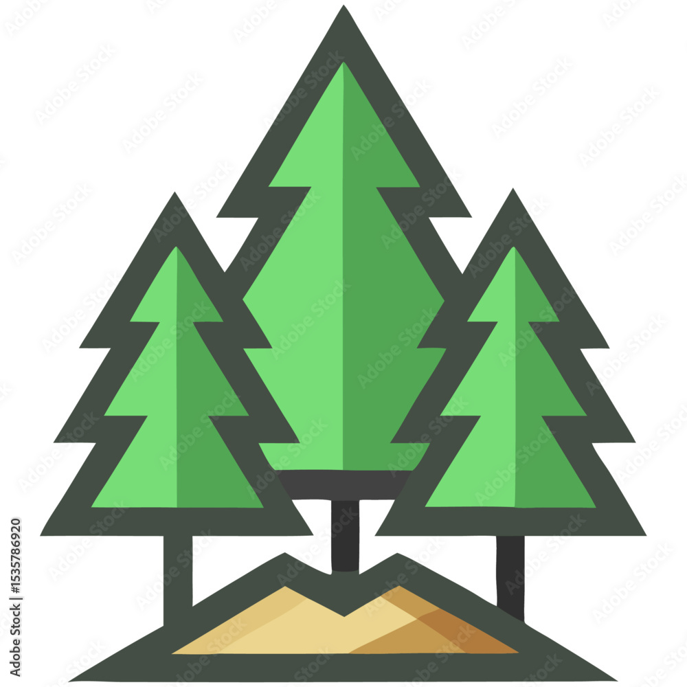 Fototapeta premium Green Pine Trees Forest Vector Icon Illustration 