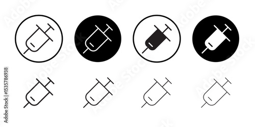 Syringe injection icon Thin line illustration set vector