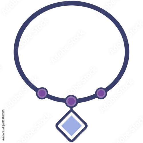 Elegant Purple Pendant Necklace Vector Graphic Illustration
