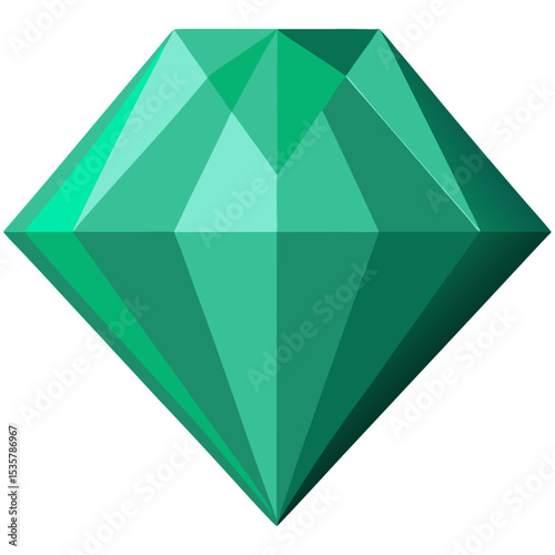 Shiny Green Faceted Gemstone Vector Graphic Illustration
