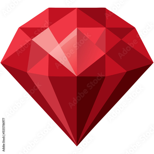 Shiny Red Faceted Gemstone Vector Graphic Illustration
