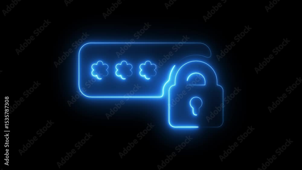 Neon line Typing password login close up Hacker gets access, typing a password, Password Box in Internet Browser  Glowing neon security icon.