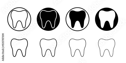 Tooth icon Thin line illustration set vector