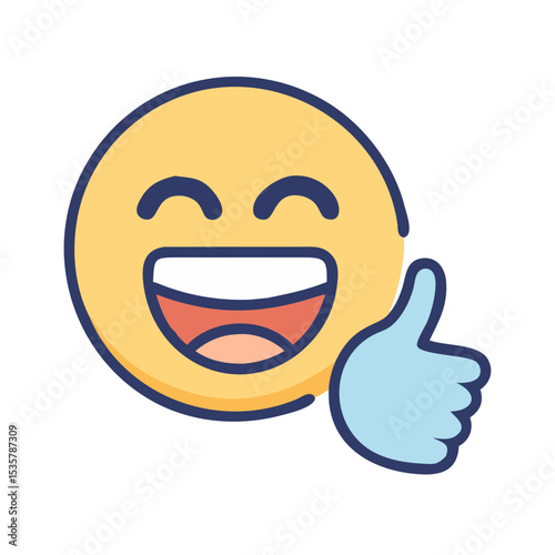 Happy Emoji Giving a Thumbs Up in Approval with a Cheerful Face colorful vector icon