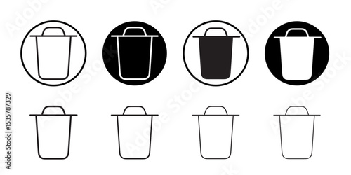 Trash icon Thin line illustration set vector