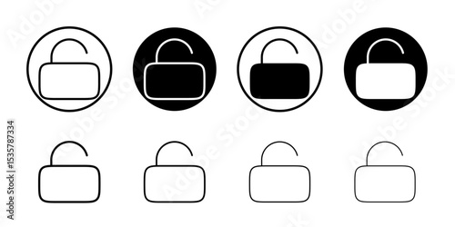 Unlock icon Thin line illustration set vector
