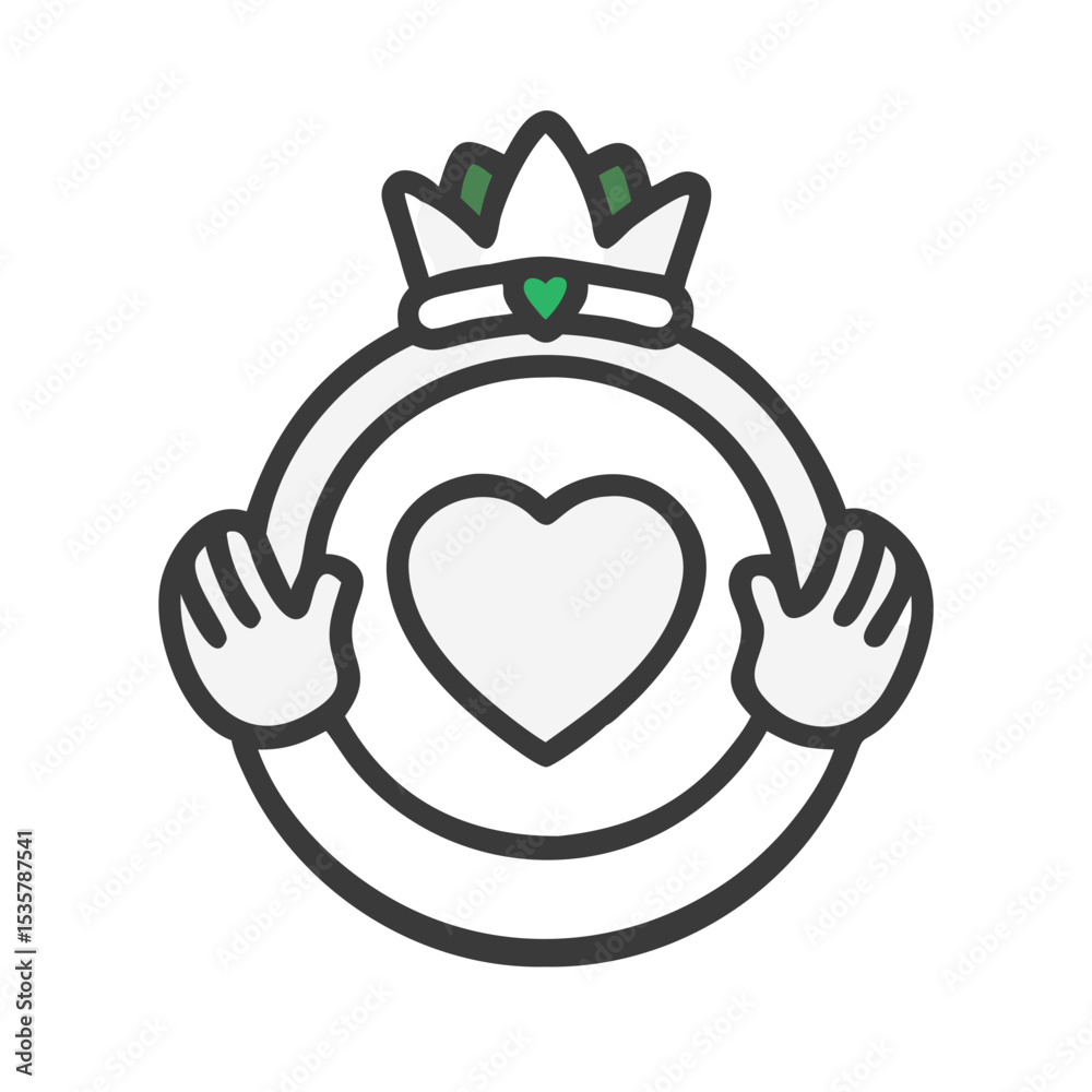 Obraz premium A Modern Claddagh Ring Design Symbolizing Love Loyalty and Friendship colorful vector icon