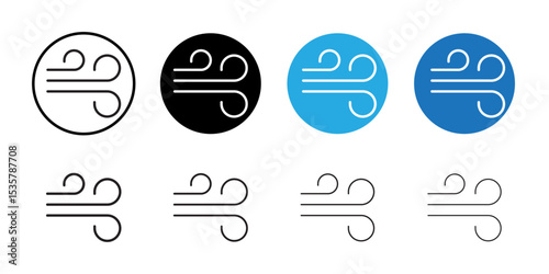 Windy icon Thin line illustration set vector