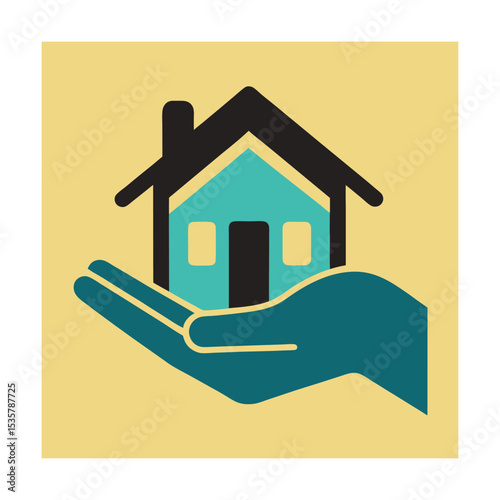 Protected Home Nestled in Caring Hands Illustration