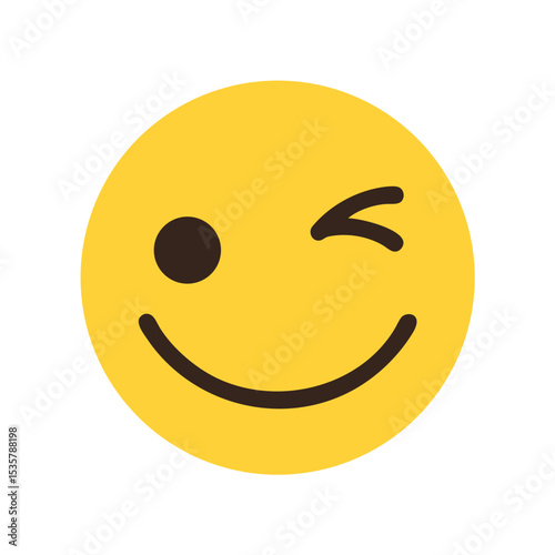 Yellow Winking Face with a Smiling Mouth, expressing a playful emotion colorful vector icon