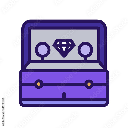 Jewelry Box with Diamond and Stud Earrings Symbolizes Luxury and Elegance colorful vector icon