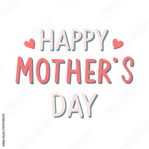 Delicate Happy Mother's Day Greeting Card Design with Heart Accents colorful vector icon