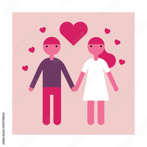 Couple Holding Hands Surrounded by Mini Hearts
