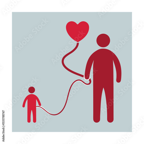 Parent and Child Holding Hands with Heart Trail