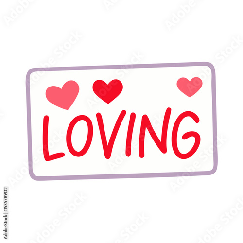 Cartoon illustration with loving message and heart symbols suitable for Valentines colorful vector icon