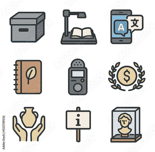 Traditional Clothing Icons. Flat icon set of traditional clothing symbols: woven poncho, bead necklace,