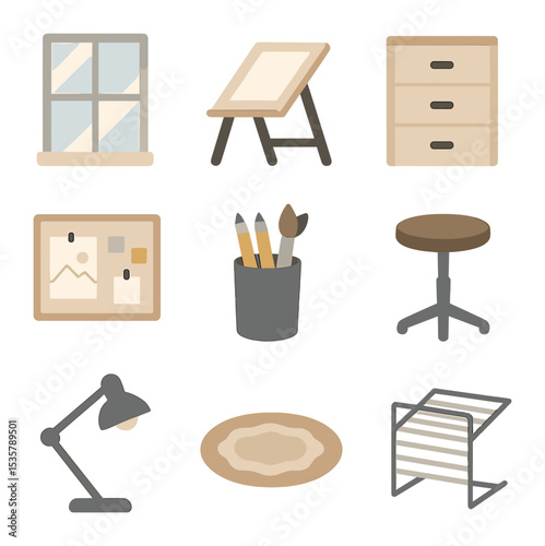 Pencil Grades Icons. Flat icon set of pencil grades for sketching: 2H pencil, HB pencil, 2B pencil, 4B pencil,