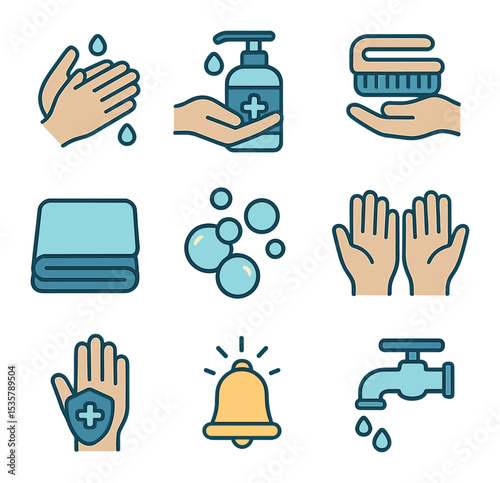 Allergy Care Icons. Flat icon set of allergy season care: antihistamine pill, pollen icon, allergy mask,