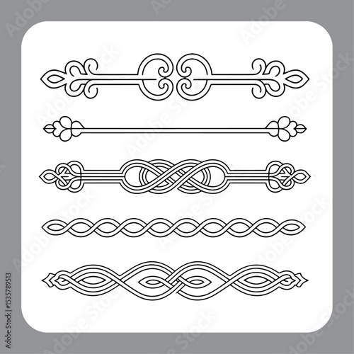 Calligraphic design elements set with vintage borders and decorative page ornaments