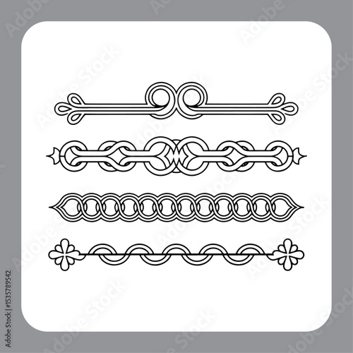 Calligraphic design elements set with vintage borders and decorative page ornaments