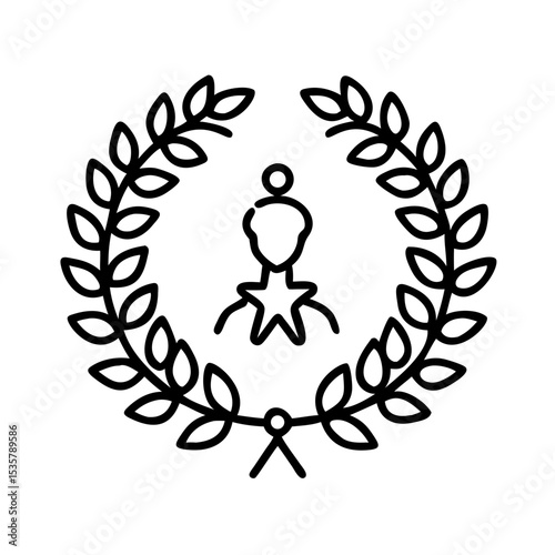 Minimalist Laurel Wreath with Abstract Person Celebrating Achievement and Honor colorful vector icon