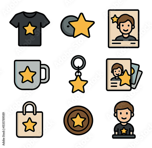Gaming Tournament Icons. Flat icon set of gaming tournaments: game controller, headset, joystick, leaderboard,