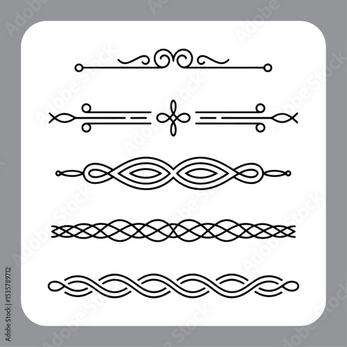 Calligraphic design elements set with vintage borders and decorative page ornaments