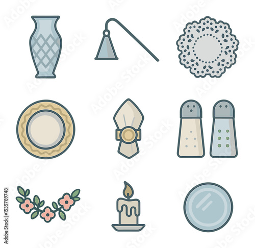 Vocal Editing Icon Set. Flat icon set of vocal editing tools: cut tool, fade in/out, pitch bend, timing grid,