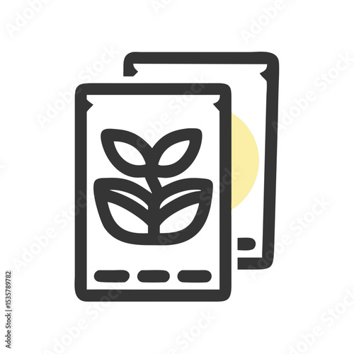 Two Seed Packets Depicting a Sprout Ready to Grow in the Garden colorful vector icon