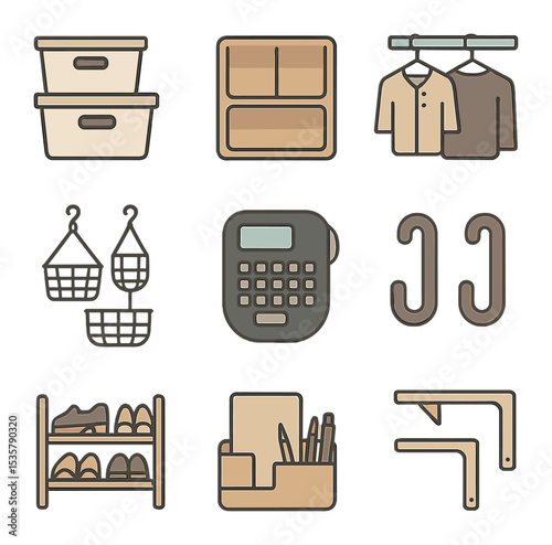 Painting Tools Set. Flat icon set of painting and finishing: paint palette, spray paint can, paint tray, brush