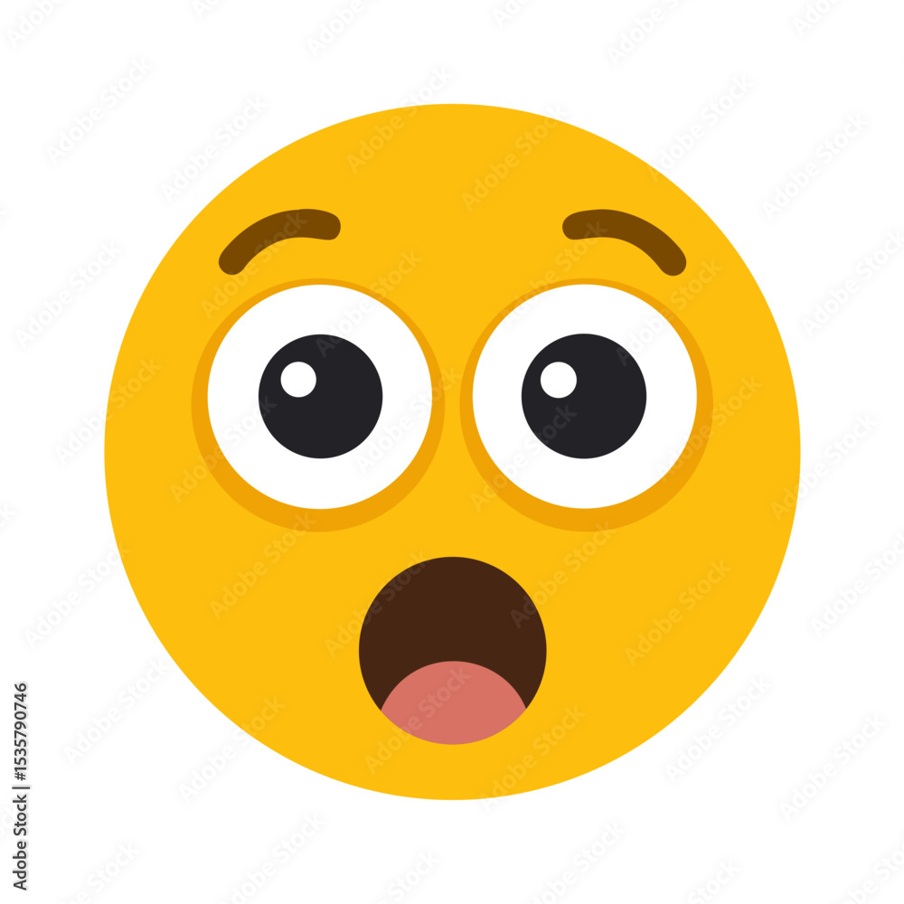 Fototapeta premium Surprised or Shocked Expression Emoticon in Yellow Color Displayed on transparent background colorful vector icon
