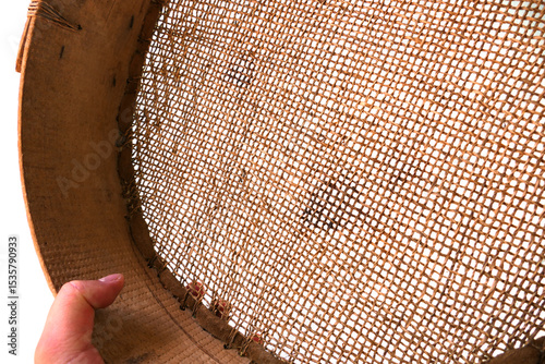 manual classic sieve made of leather for sifting grain,