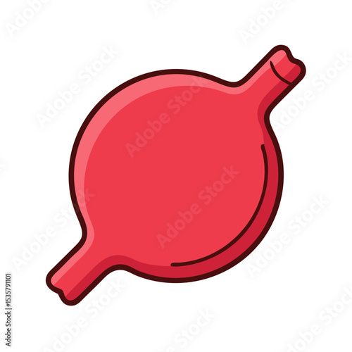 Cartoon drawing of a red rubber bulb syringe on a transparent background colorful vector icon
