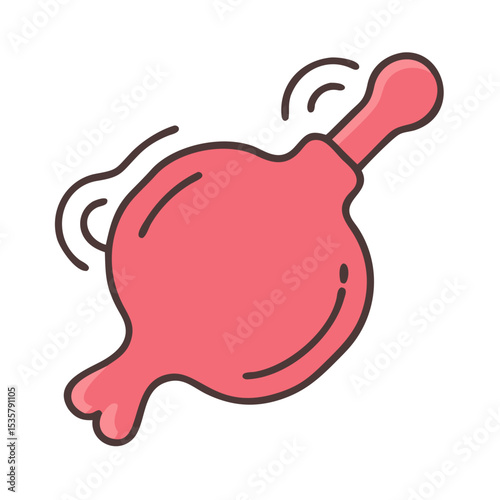 Stylized cartoon depiction of a shaking or vibrating rubber enema bulb colorful vector icon