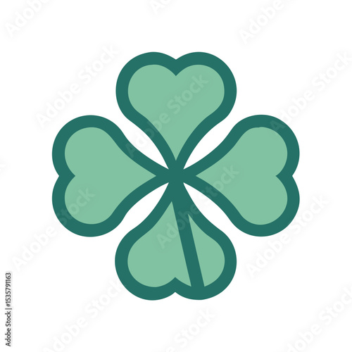 Stylized Four Leaf Clover Illustration Symbolizing Good Fortune and Irish Heritage colorful vector icon