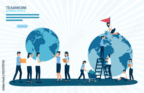 business people with world map