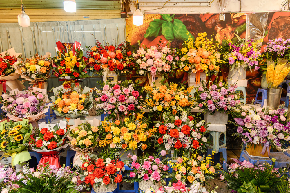 Fototapeta premium beautiful flowers in a flower shop
