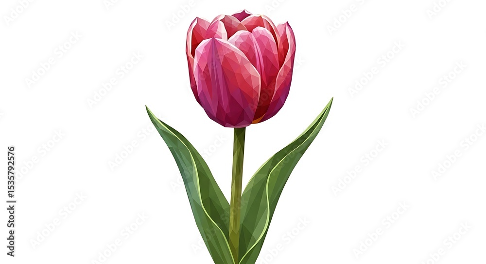 Fototapeta premium Single Tulip Flower with Polygon Style Design
