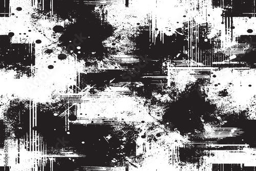 Abstract Black and White Ink Splatter Grunge Seamless Pattern