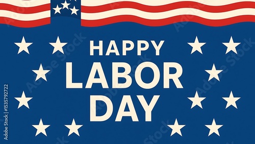 Happy labor day with stars and american flag vector